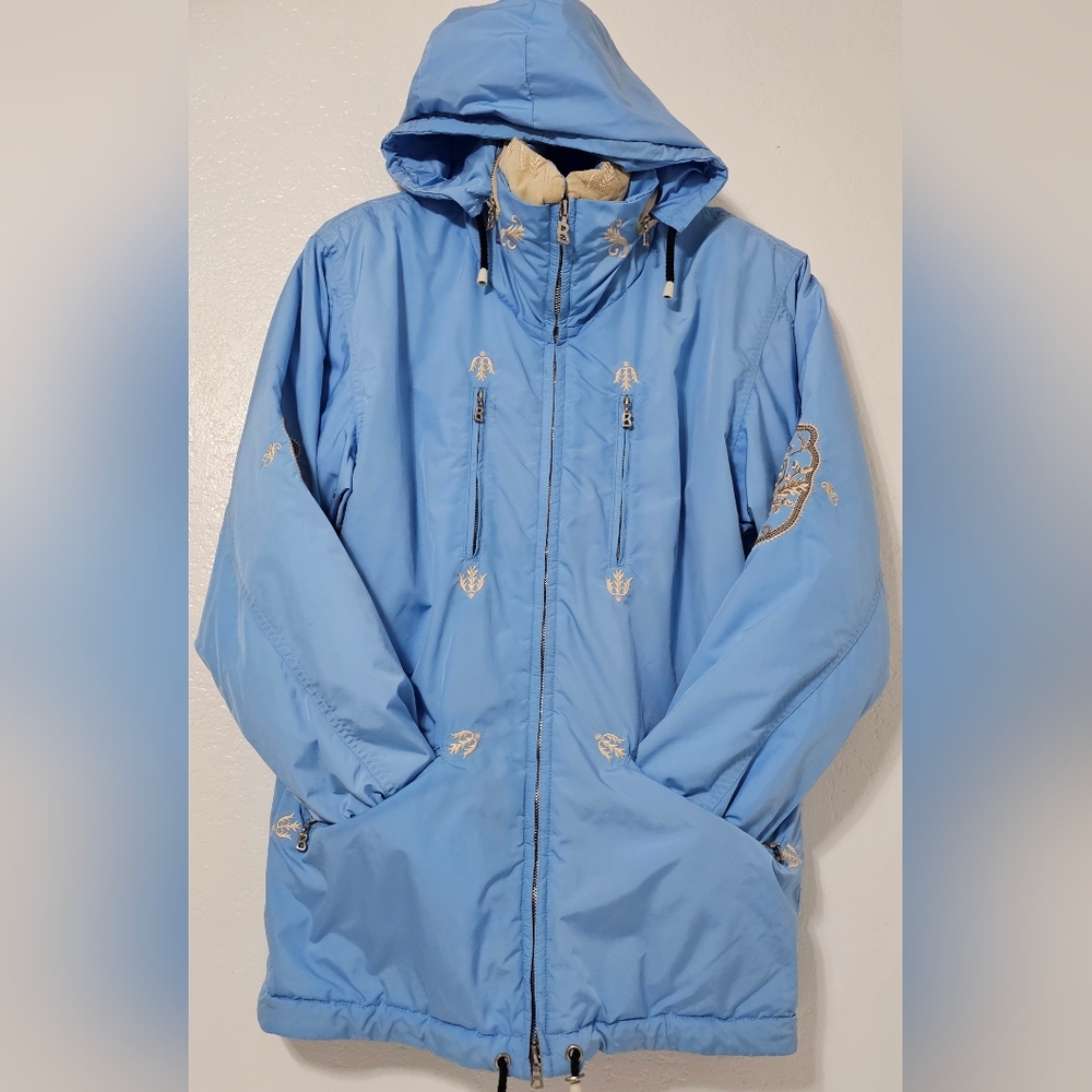 Bogner Women’s Ski Jacket Size 6 Blue Embroidered SkiTac Fiberfill Insulated USA
